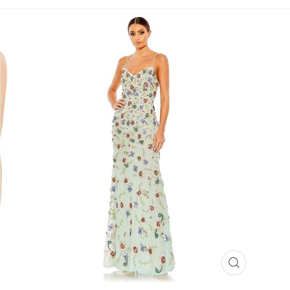 MacDuggal - EMBELLISHED SPAGHETTI STRAP LACE UP GOWN